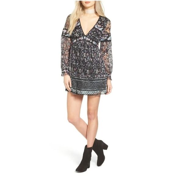 Free People Cherry Blossom Mini Dress Size 0 - Picture 1 of 12